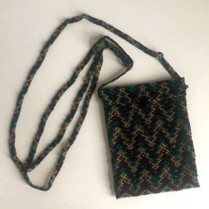 Beaded Crossbody Coin Change Purse Zig Zag Design